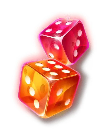 A pair of colourful illustrated dice